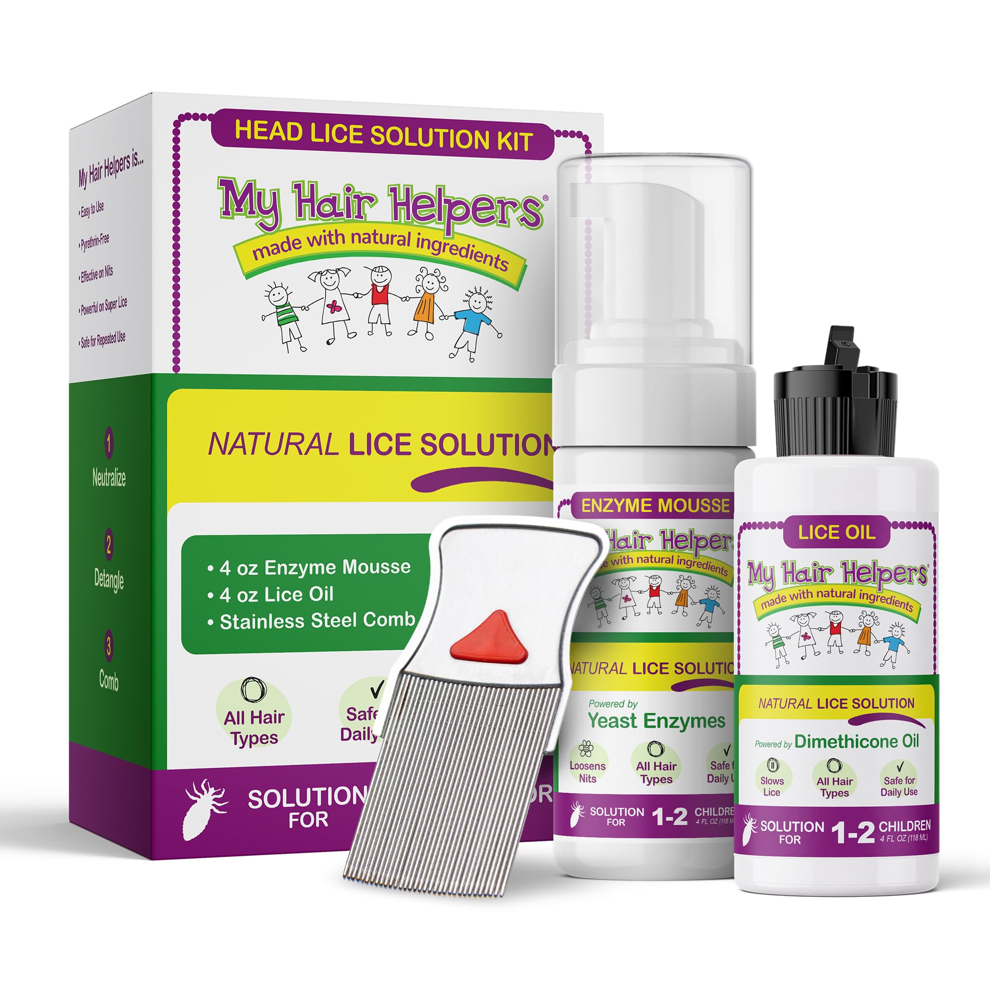 Amazon.com: My Hair Helpers Head Lice Solution Kit with Lice Comb